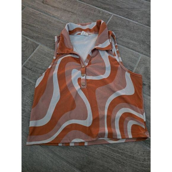 Peach Love Retro Tank Hippy Y2K 90s Orange‎ Size Medium Large - Picture 1 of 7